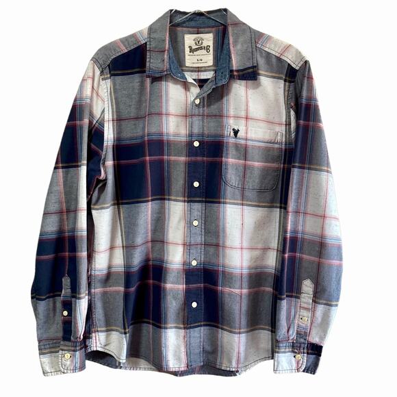 Roebuck & Co Plaid Woven Cotton Long Sleeve Button Down Shirt Men's Sz Large - Picture 1 of 7